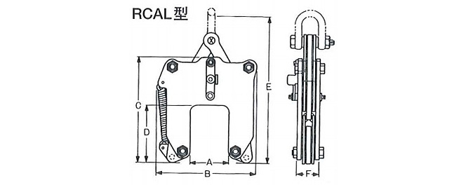 RCAL鹰牌钢轨起重钢板钳尺寸图