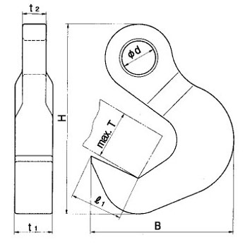 C型三木钢管吊具尺寸图