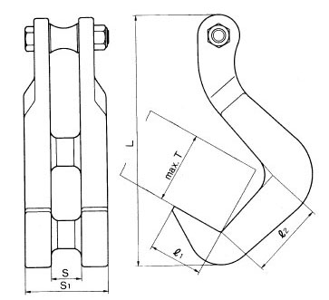 F-DL-O型三木钢板吊具尺寸图