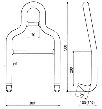 HB-NW型水平钢板吊钩尺寸图